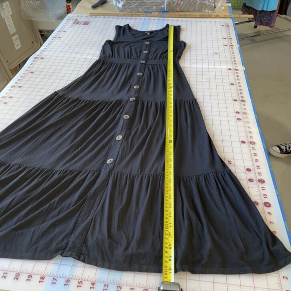 VERSONA Womens Small Black Maxi Tank Tiered Dress Minimalist Boho Peasant - Picture 12 of 13